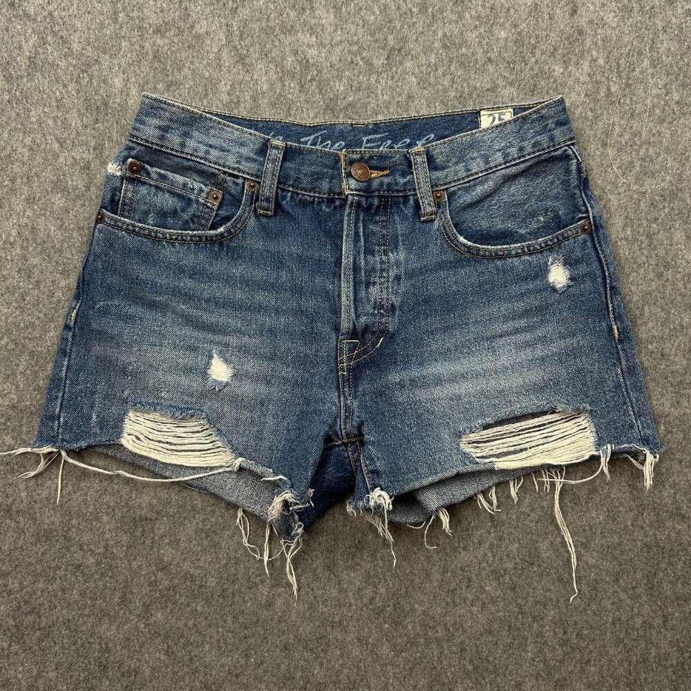 Free People We The Free Sofia Cut Off Shorts Women's Size 25 Button Fly Denim